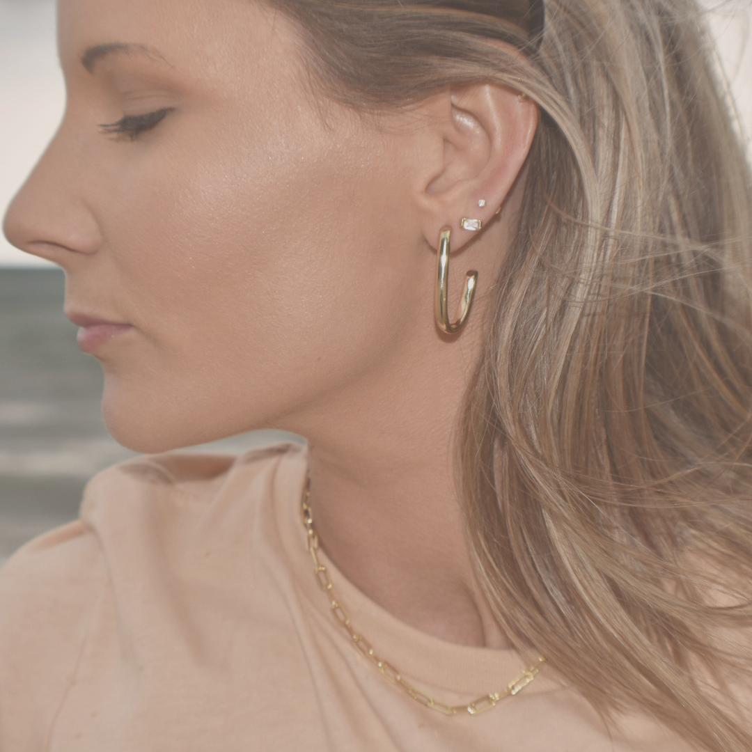 Gold Hoops and Huggies from Kate Gates Jewelry