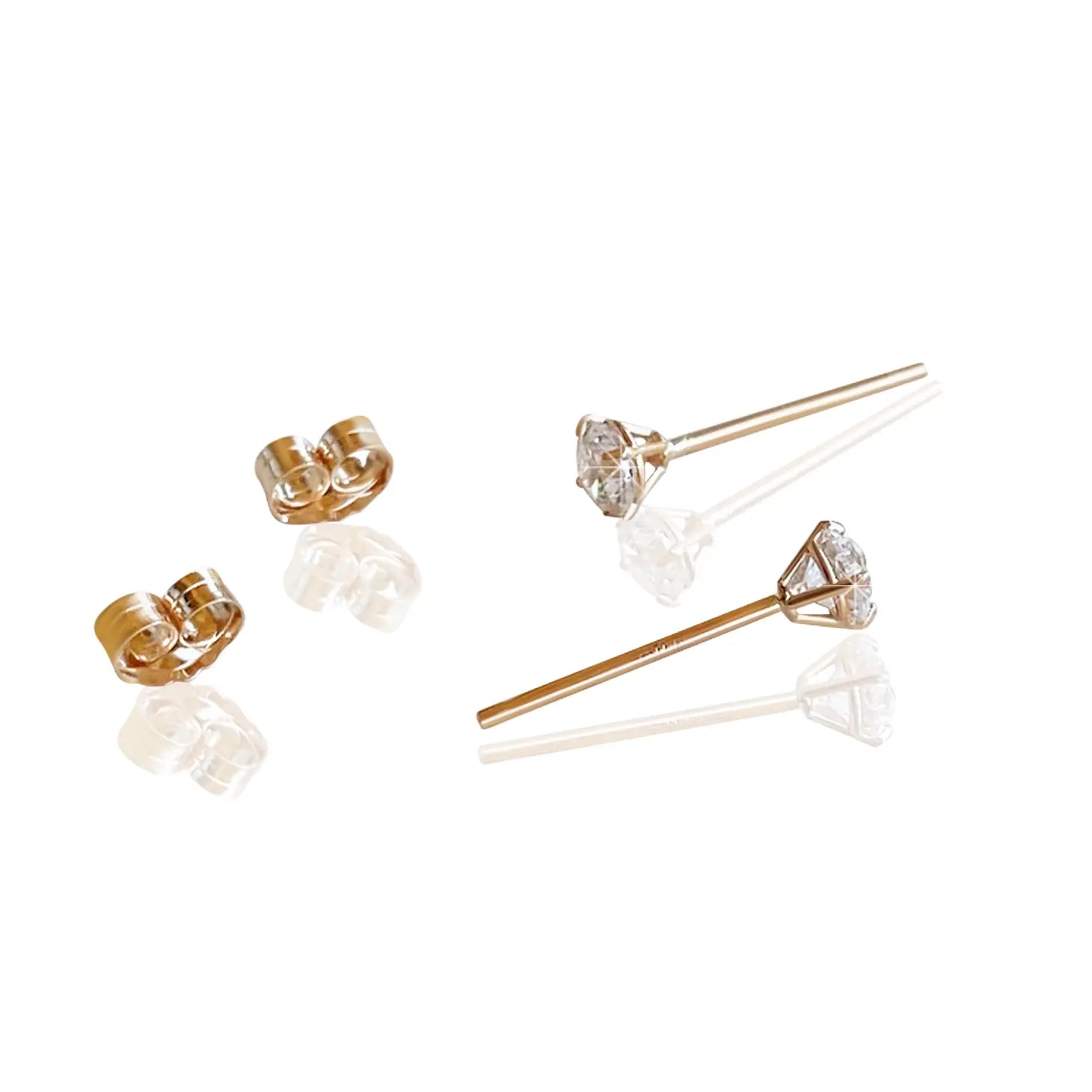 Anne Admirable 14k Solid Gold Round Cubic Zirconia Stud Earrings Kate Gates Jewelry