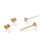 Anne Admirable 14k Solid Gold Round Cubic Zirconia Stud Earrings Kate Gates Jewelry