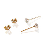 Anne Admirable 14k Solid Gold Round Cubic Zirconia Stud Earrings Kate Gates Jewelry