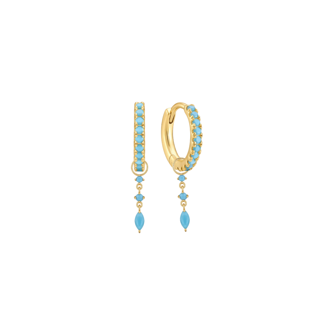 turquoise hoop earrings with gold earring charms