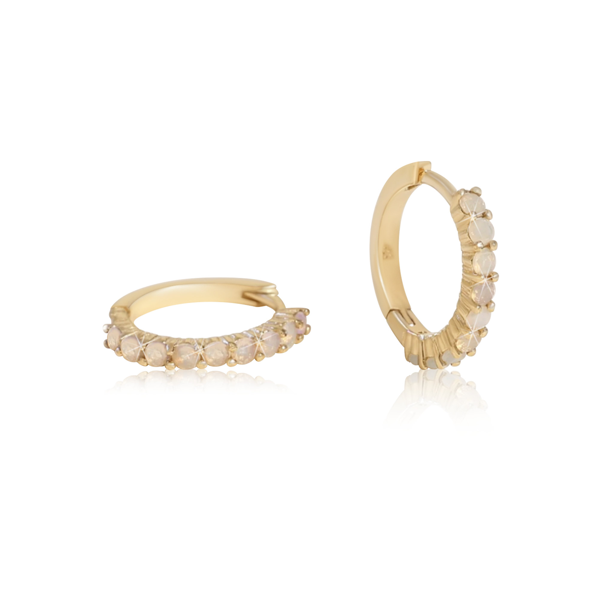 14k Solid Gold Opal Huggies Kate Gates Jewelry