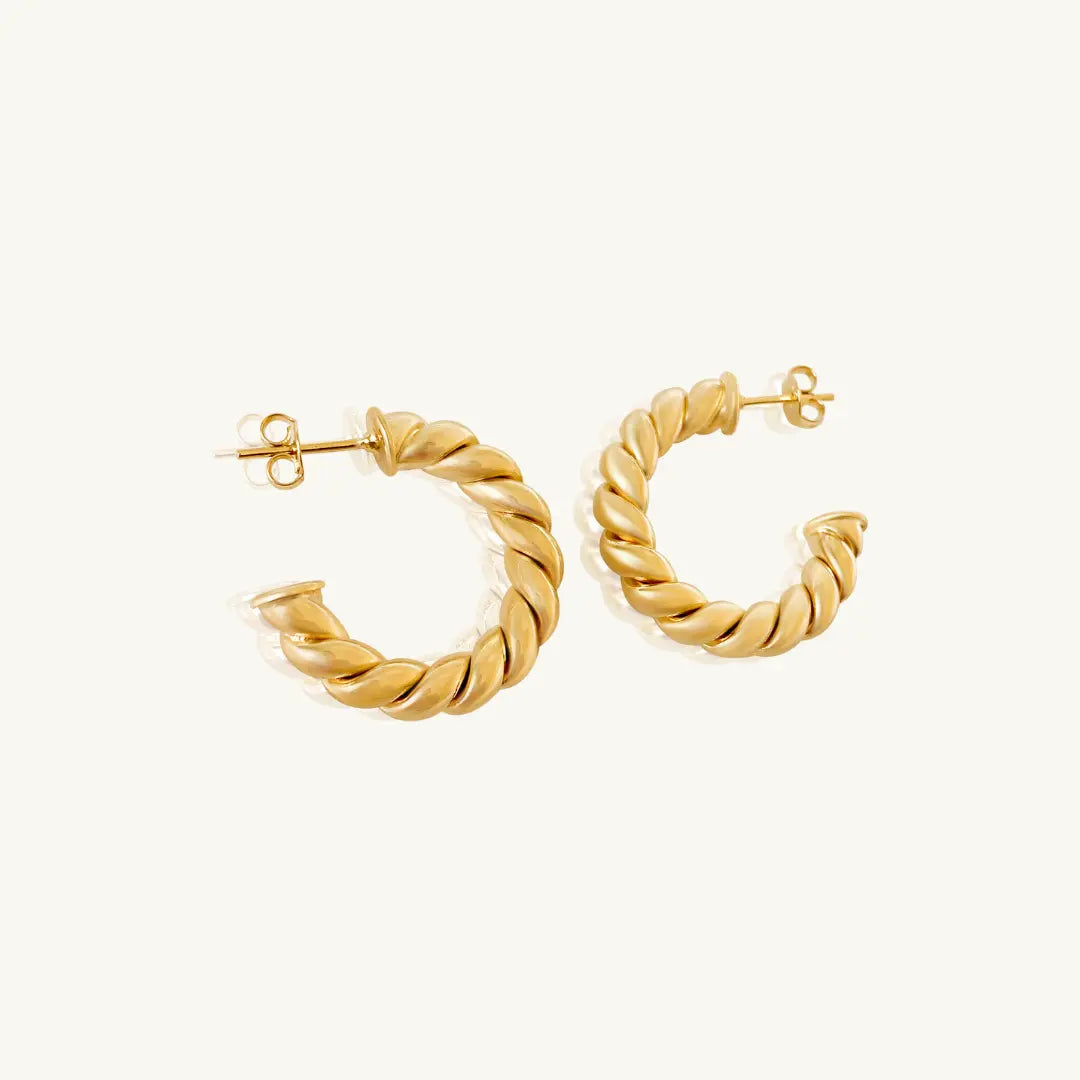 18K GOLD FILLED CROISSANT GOLD HOOP EARRINGS