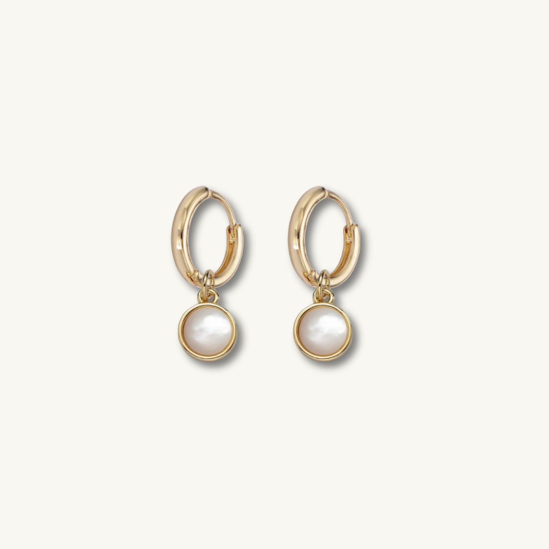 Shell Pearl Hoops Kate Gates Jewelry