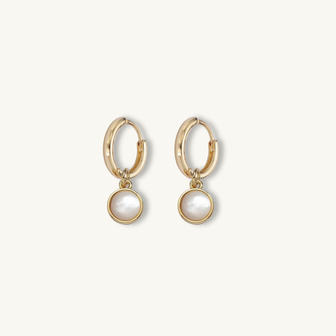 Shell Pearl Hoops Kate Gates Jewelry