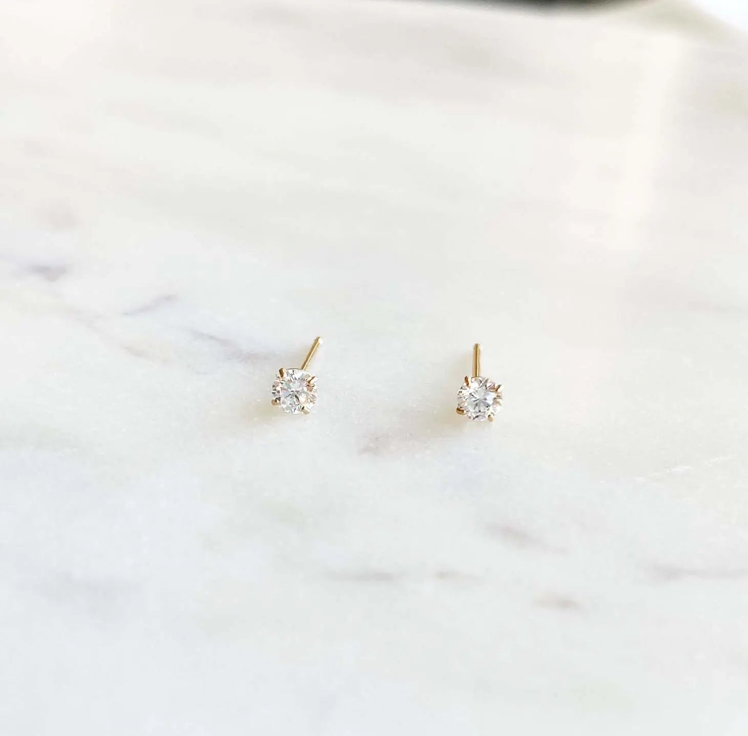 Anne Admirable 14k Solid Gold Round Cubic Zirconia Stud Earrings - Kate Gates Jewelry
