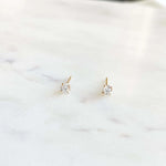 Anne Admirable 14k Solid Gold Round Cubic Zirconia Stud Earrings - Kate Gates Jewelry