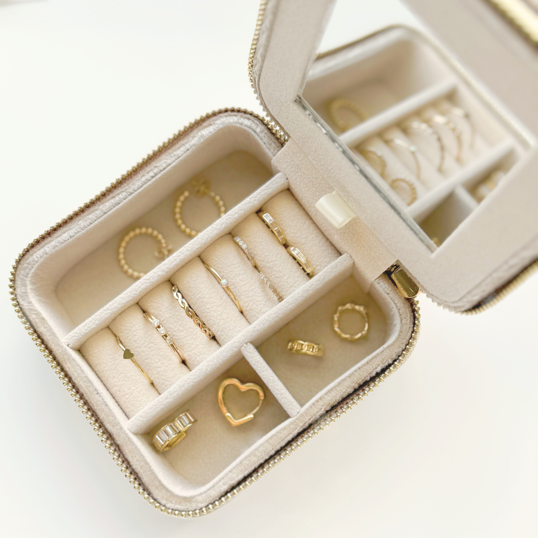 Beige Velvet Jewelry Box Kate Gates Jewelry