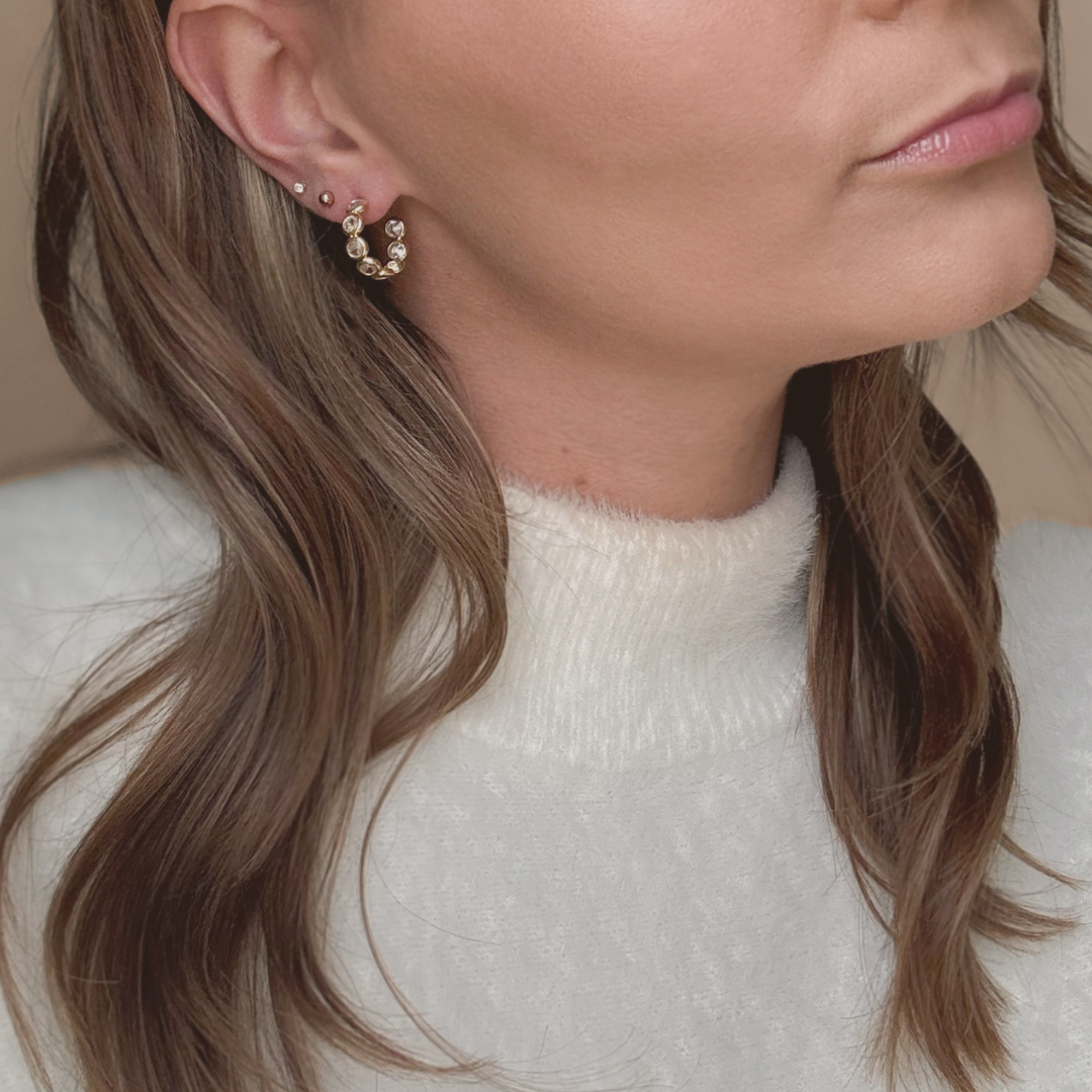 Blakely Bezel Hoops Kate Gates Jewelry