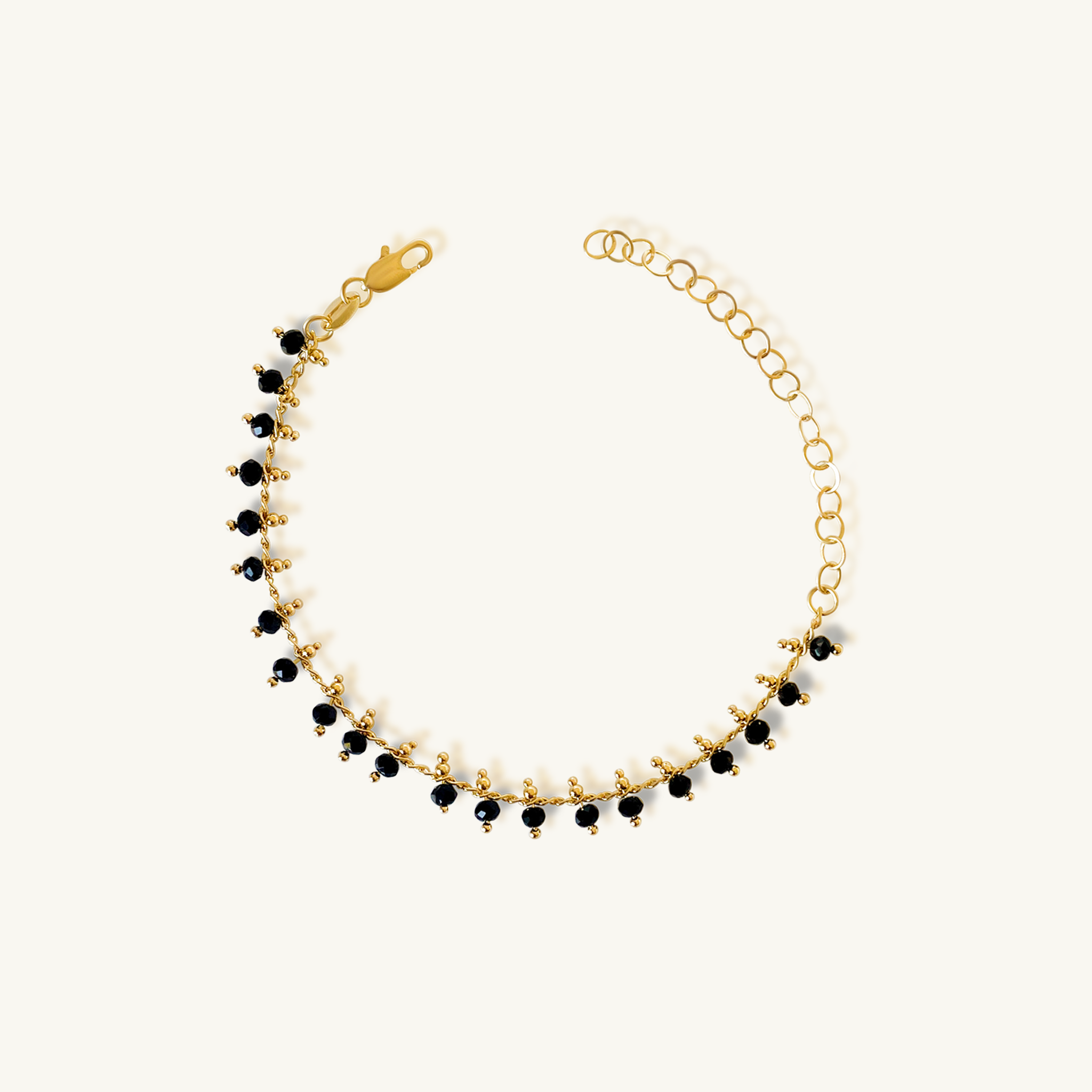 gold black beaded bracelet