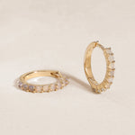 14k Solid Gold Opal Huggies Kate Gates Jewelry
