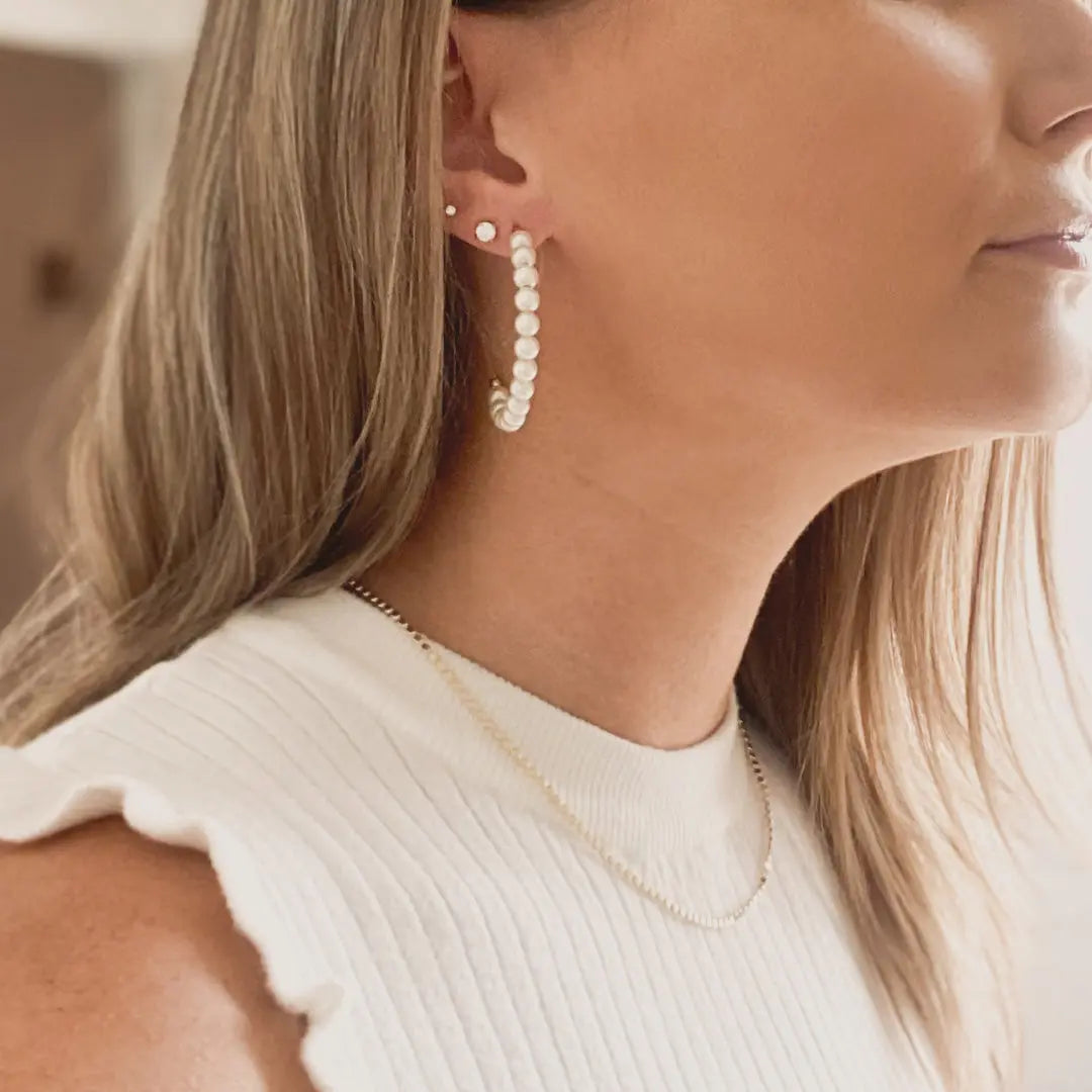 Paige Pearl Hoop Earrings Kate Gates Jewelry