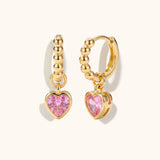 Coco Pink Heart Huggie Earrings