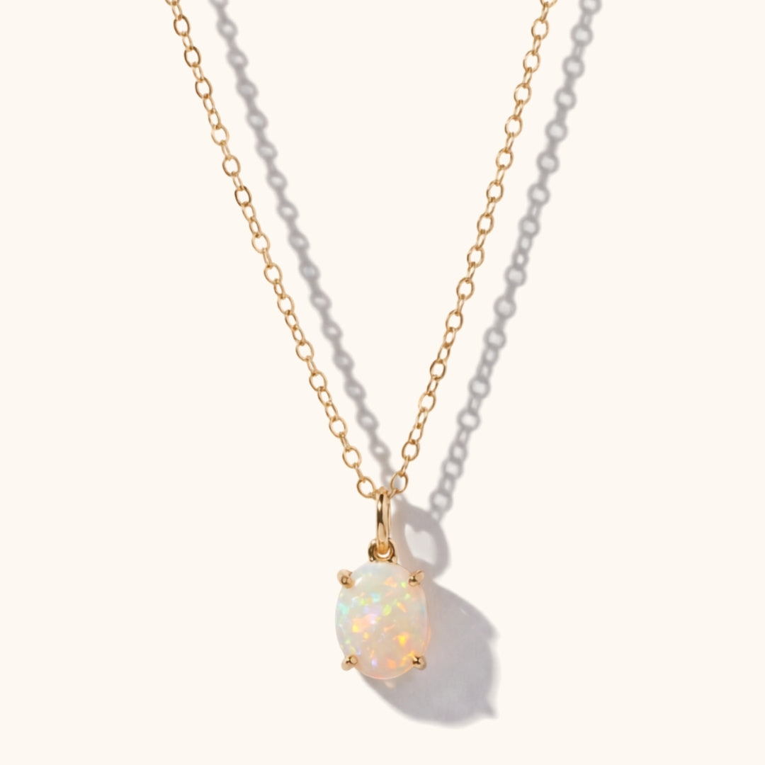 14k gold filled chain with an val opal pendant