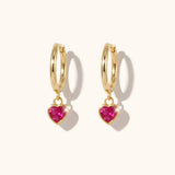 Gold Pink Heart Hoops