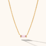 14k gold plated pink baguette necklace