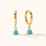 Turquoise Solitaire Gold Hoops