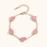 Pink Gold Heart Charm Bracelet