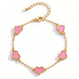 Pink Gold Heart Charm Bracelet