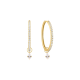 dainty earring charms dangling on gold hoops