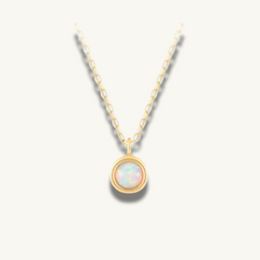 14k solid gold opal pendant necklace