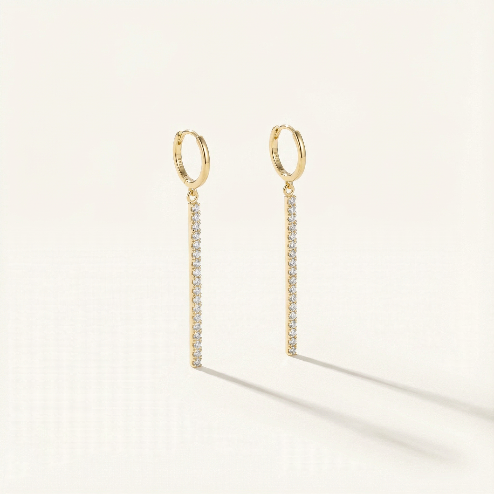 gold dainty dangle hoop earrings