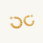 18K GOLD FILLED CROISSANT GOLD HOOP EARRINGS