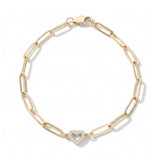 Gold Heart Paperclip Bracelet