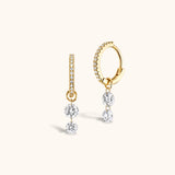 Gold 2 Stone Drop Earrings