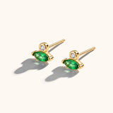 18k gold vermeil dainty green stud earrings with cubic zirconia stones