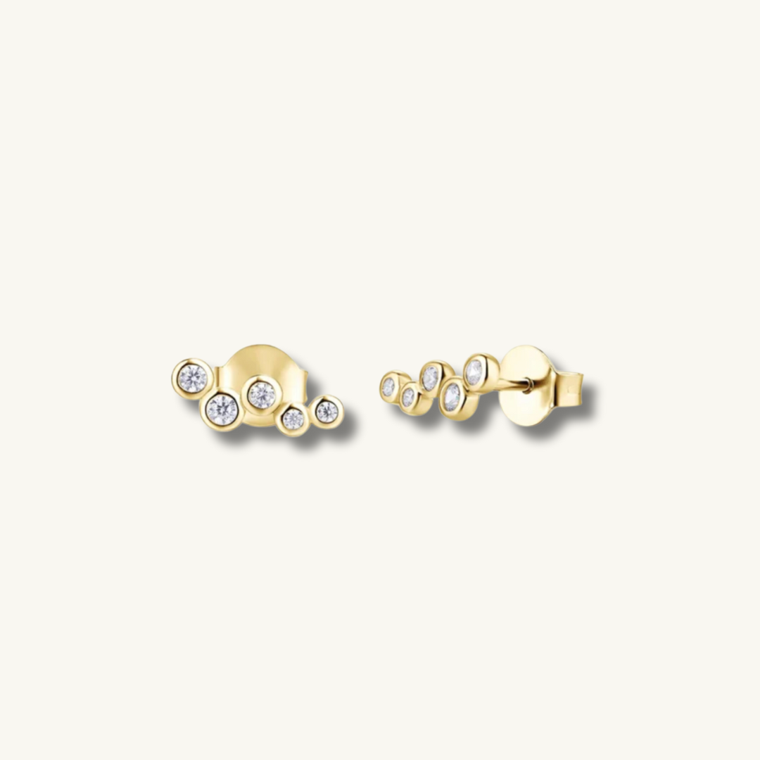 18k Gold Cluster Stud Hypoallergenic Earrings