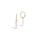 Gold 3 Stone Drop Earrings