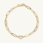 18k Gold Heart Paperclip Bracelet