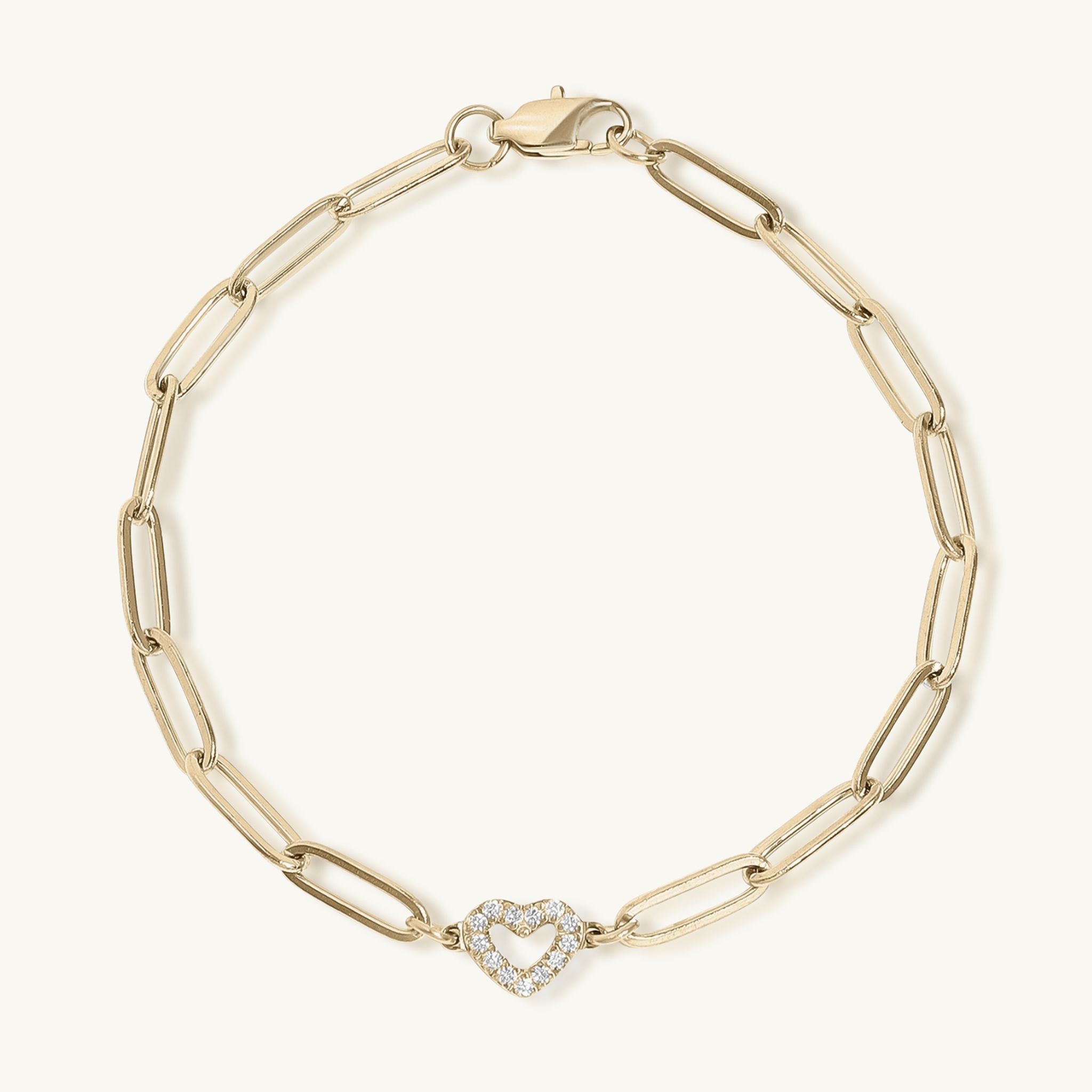 18k Gold Heart Paperclip Bracelet