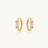Vintage Opal Baguette Gold Huggies
