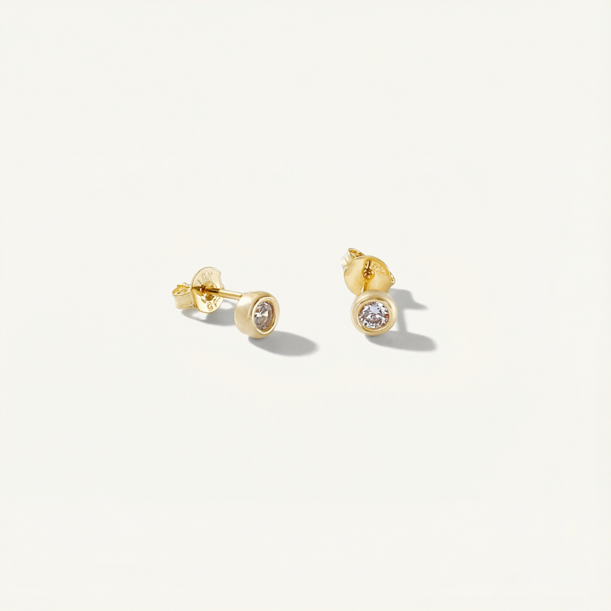 Gold Round Stud Earrings
