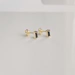 Layla Black Cubic Zirconi Baguette Stud Earrings in 18K Gold Filled - Kate Gates Jewelry