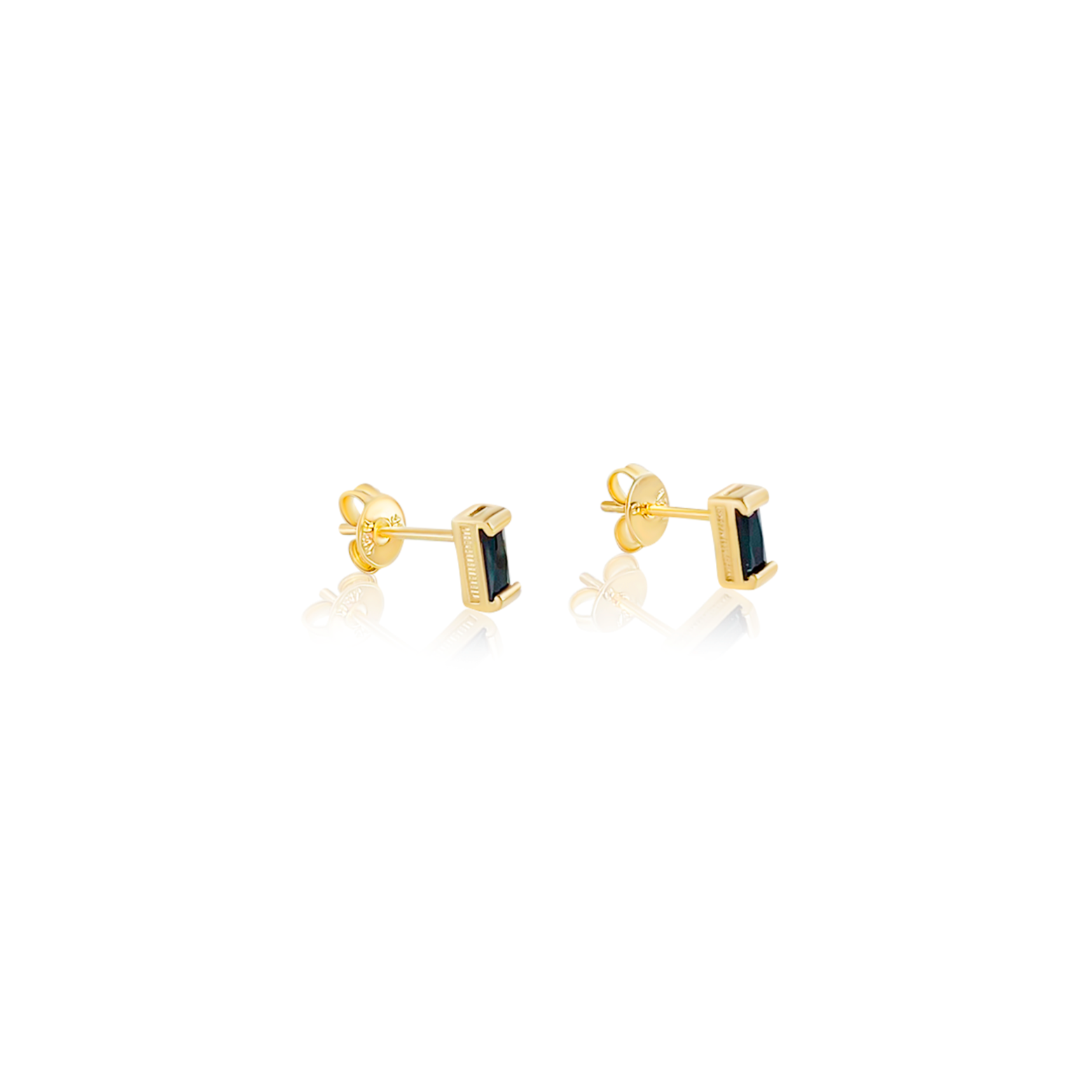 Layla Black Cubic Zirconi Baguette Stud Earrings in 18K Gold Filled - Kate Gates Jewelry