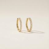 14k gold hoops with cubic zirconia stones