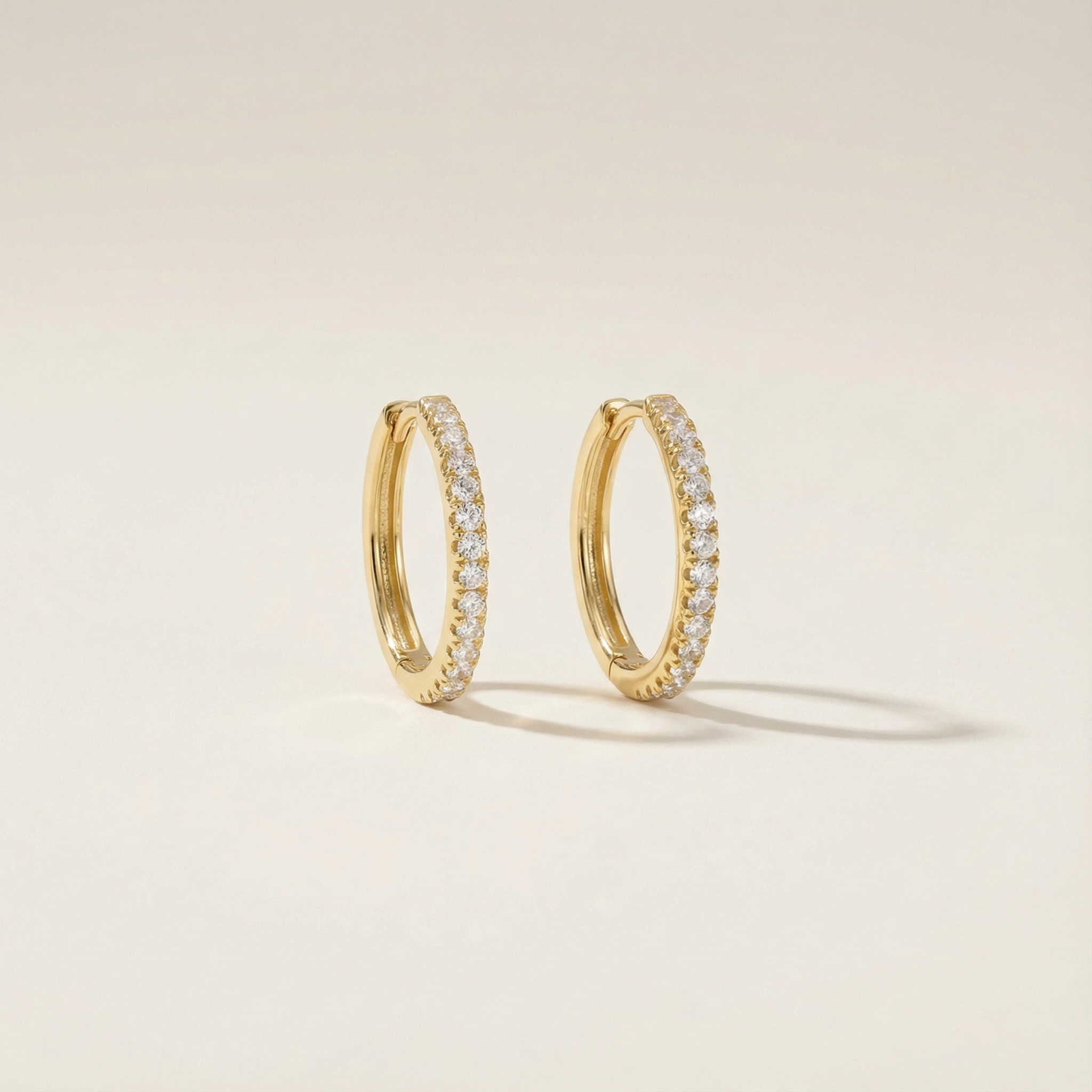 14k gold hoops with cubic zirconia stones