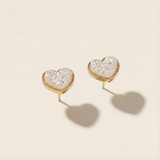 Druzy Heart Stud Earrings