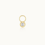 Gold Earring Charm featuring a round cubic zirconia gemstone