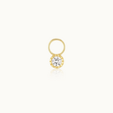 Gold Earring Charm featuring a round cubic zirconia gemstone