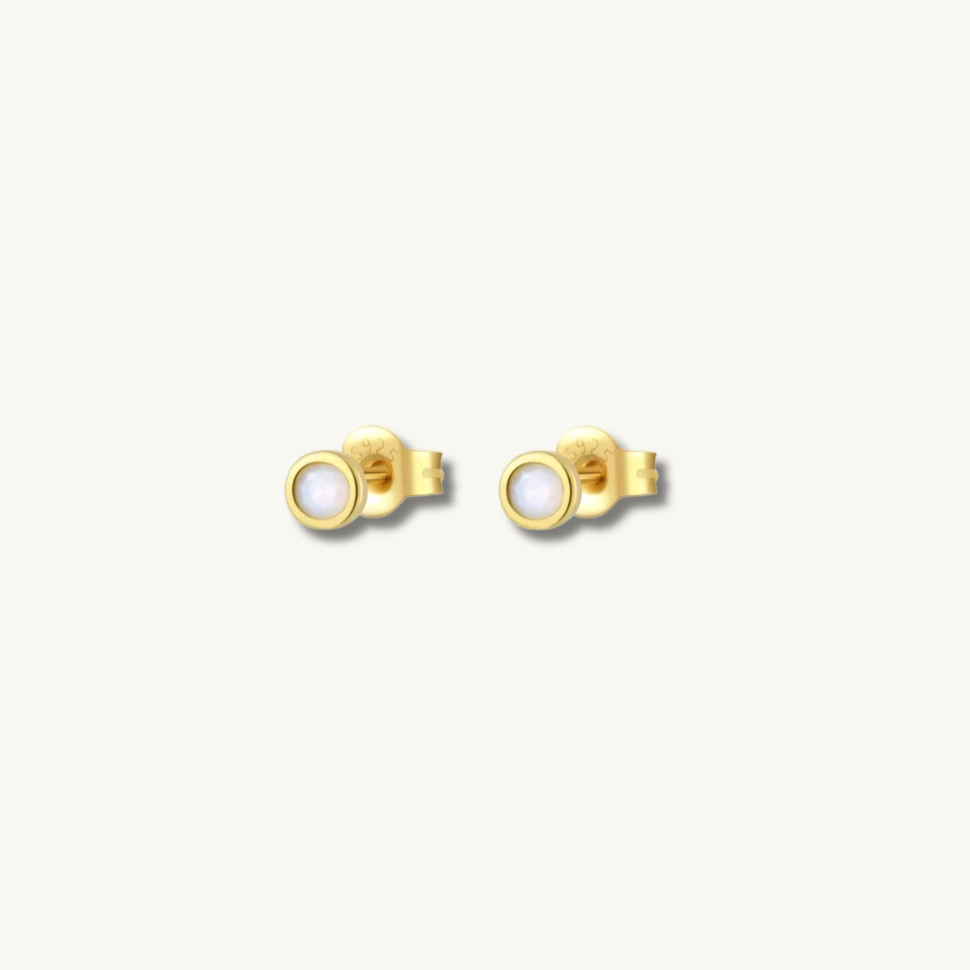 gold round opal stud earrings