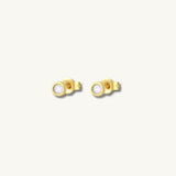 gold round opal stud earrings