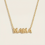 Gold Mama Necklace against a neutral background