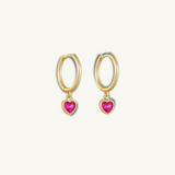 pink heart gold hoop earrings