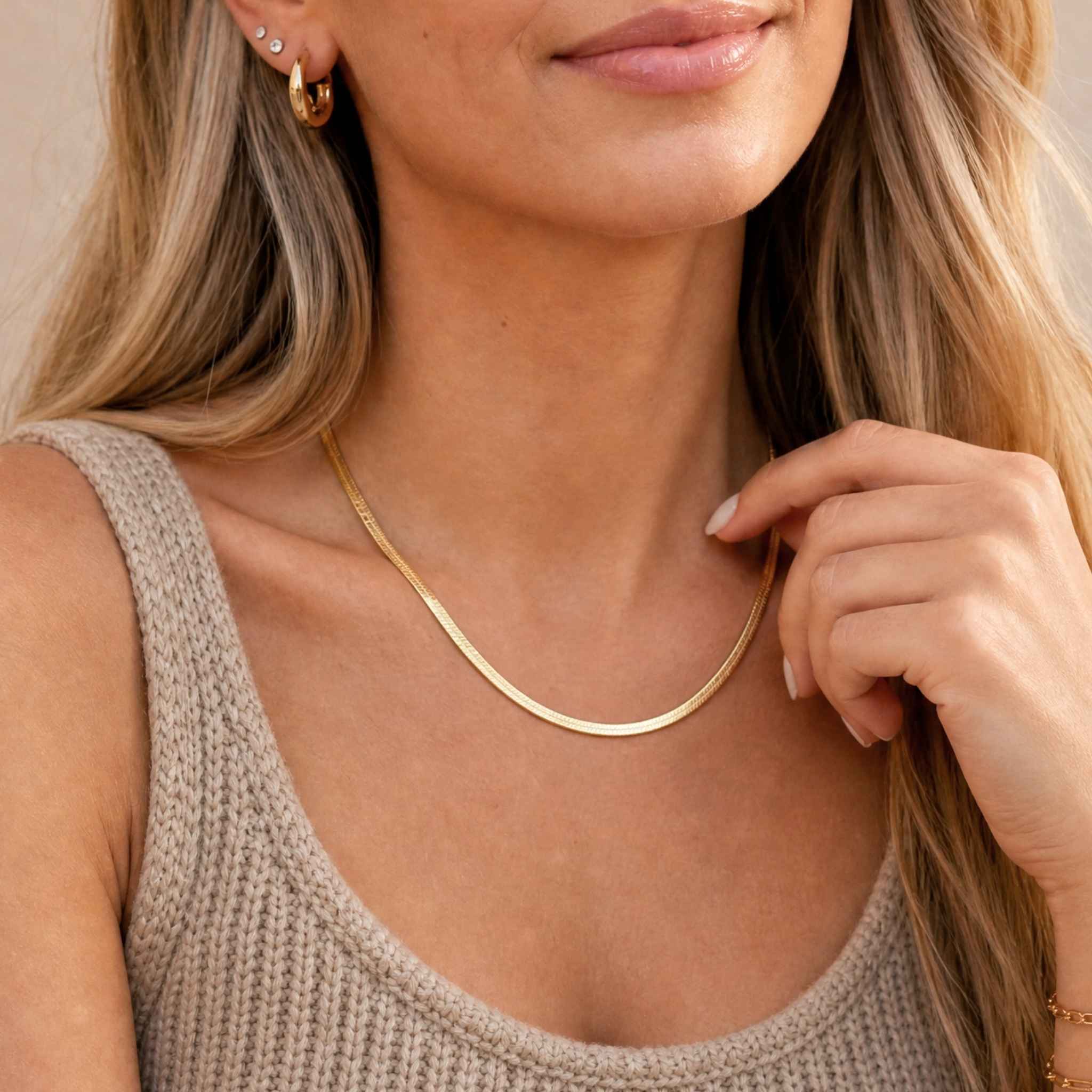 Haven Gold Herringbone Necklace